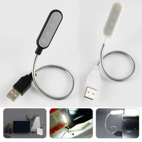 Mini 4 LED Book Lamp Portable USB Reading Night Lamp White/Warm Color Table Desk Lamp For Laptop Power Bank Notebook PC Computer - Image 2