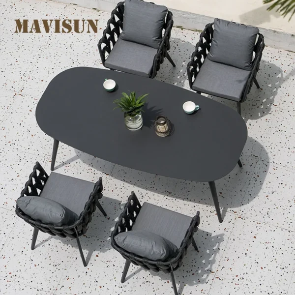 Northern Europe Minimalist Villa Courtyard Patio Leisure Outdoor Tables And Chairs Terrace Furniture Set Hotel Modern Design - Image 3