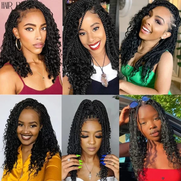 14"20"Goddess Box Braids Crochet Hair Synthetic Braiding Hair Extensions Curly End Bohemian Omber Hair For Braids Hair Expo City - Image 3