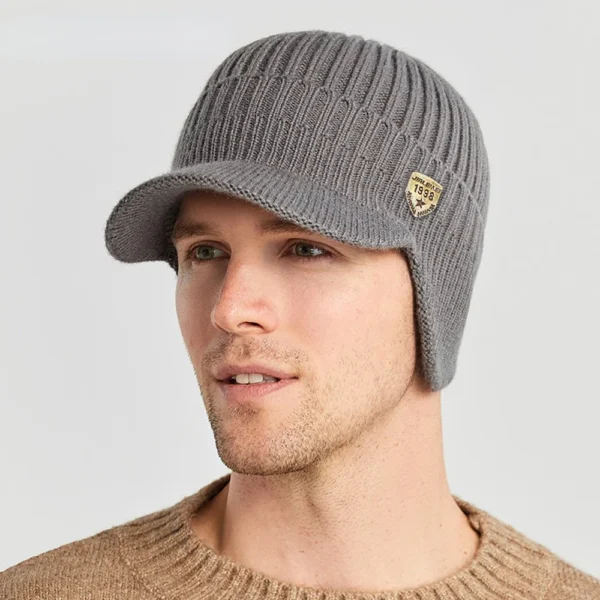 Men Winter Knitted Hat Outdoor Cycling Ear Protection Warmth Peaked Cap Casual Fashion Sunhat Bomber Hats 56-61CM - Image 3