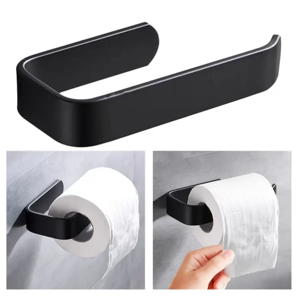 Acrylic Toilet Paper Holder Tissue Rack Wall Mounted Bathroom Kitchen Roll Holder Paper Tissue Rack Hook Modern Black Hanger - Image 5