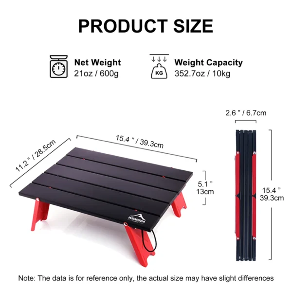 Widesea Camping Mini Portable Foldable Table for Outdoor Picnic Barbecue Tours Tableware Ultra Light Folding Computer Bed Desk - Image 2