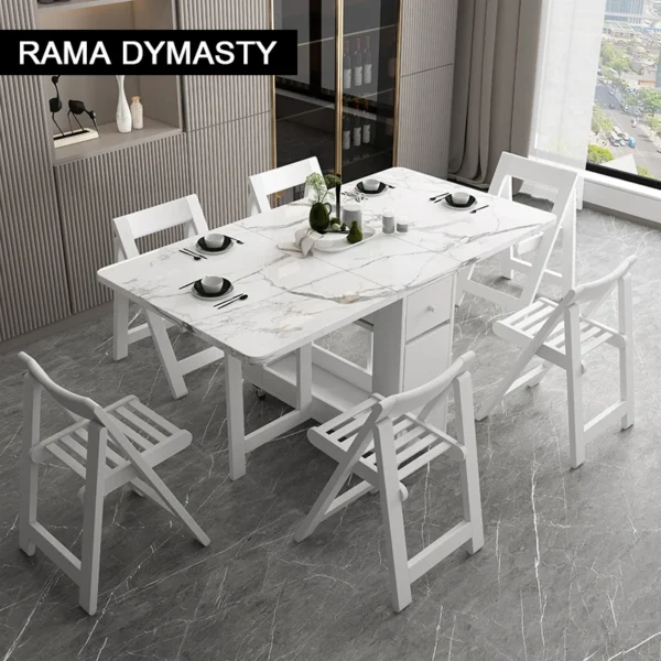 Fashion White Color Folding Dining Table Furniture yemek masasi Multifunctional Rectangle Foldable Dining Table Folding Chairs - Image 3