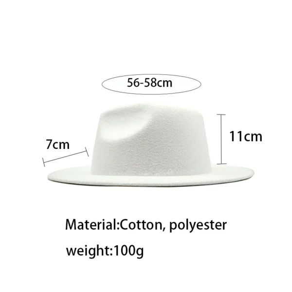 Autumn Winter Womens Felt Hat Fedoras Big Brim Hats For Women British Style Vintage Church Hats Lady Flat Brim White jazz cap - Image 2