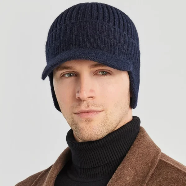 Men Winter Knitted Hat Outdoor Cycling Ear Protection Warmth Peaked Cap Casual Fashion Sunhat Bomber Hats 56-61CM - Image 4