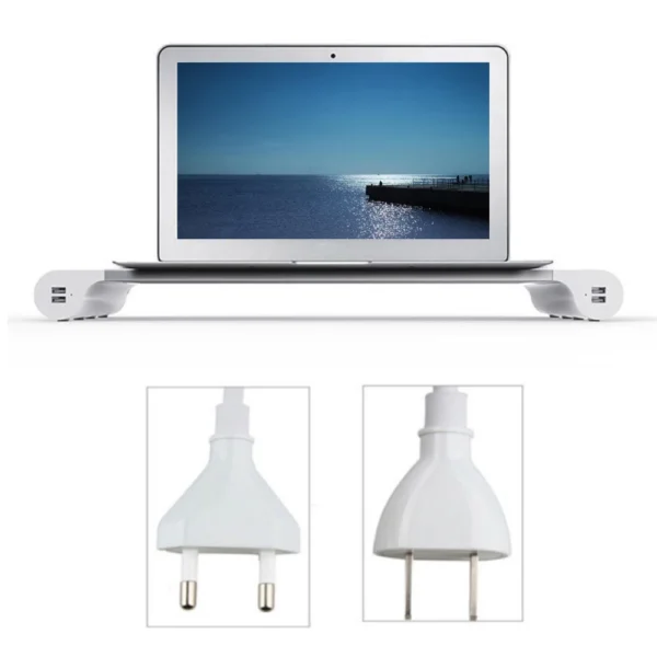 HAWKEN Aluminum Alloy  Monitor Stand Space Bar Cpmputer Table with 4 USB Ports for iMac MacBook Computer Laptop Below 20Inch - Image 4