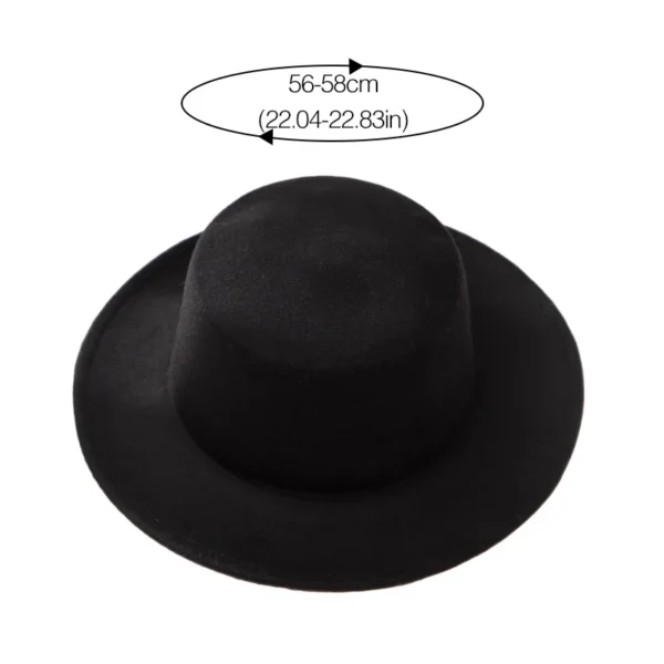 Flat Top Fedoras Hats for Women Solid Color Imitation Woolen Jazz Cap Elegant British Wide Brim Ladies Caps Bowler Hats Fedora - Image 6