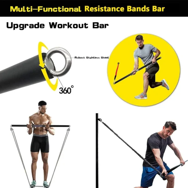 Workout Bar Fitness Resistance Bands Set Pilates Yoga Pull Rope Exercise Training Expander Gym Equipment for Home Bodybuilding - Image 2