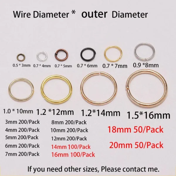 50-200pcs/lot 3-20mm Open Jump Rings Rose Gold Loops Split Rings Connectors for DIY Jewelry Making Findings Diy Accessories - Image 2