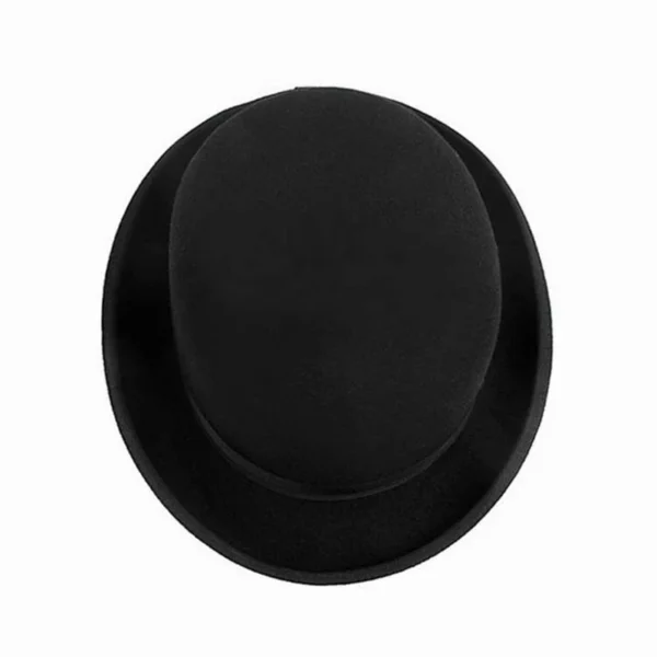 Wool Bowler Hat luxury felt billycock hats for men with belt rolled brim casquette men's cap - Image 5