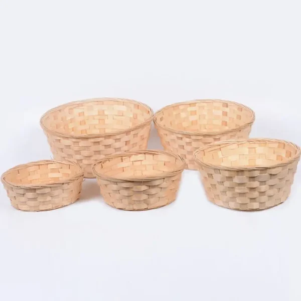 Bamboo Woven Bread Basket Snacks Container Fruit Vegetables Egg Storage Basketry Display Tray wholesales - Image 5