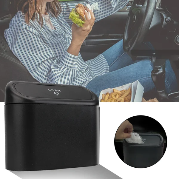 1L Car Interior Storage Case Trash Bin Push Can Mini Tray Dustbin Garbage Box Door Seat Clip Stand Holder Automotive Accessories - Image 2