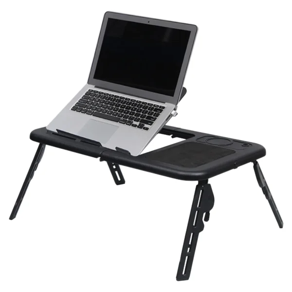 Besegad Portable Folding Adjustable Laptop Table Bed Tray USB Notebook PC Table Desk Stand with 2 Cooling Fans Mouse Cup Holder - Image 2