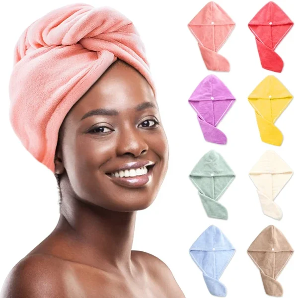 Microfiber Hair Towel,Premium Anti Frizz Hair Drying Wrap for Women & Men  Dry Hair Hat,Super Absorbent,Wrapped Bath Cap