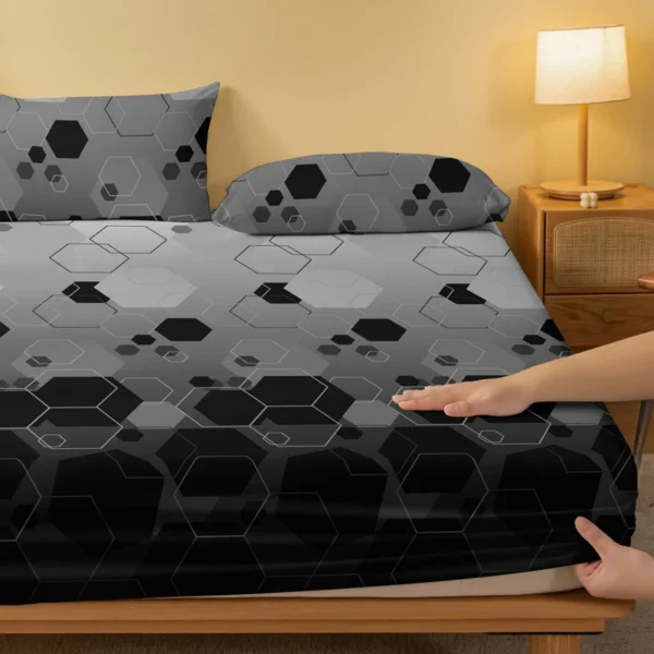 1 piece of stacked hexagonal pattern frosted bedsheet, bedroom printed bedspread, bedding (excluding pillowcases) - Image 3