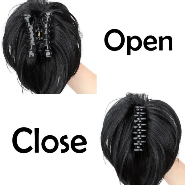 WIGSIN Synthetic Hair Bun Ponytail Claw Clip in Messy Short Straight Fluffy Hair Extension Easy Hair Accessories for Women - Image 4