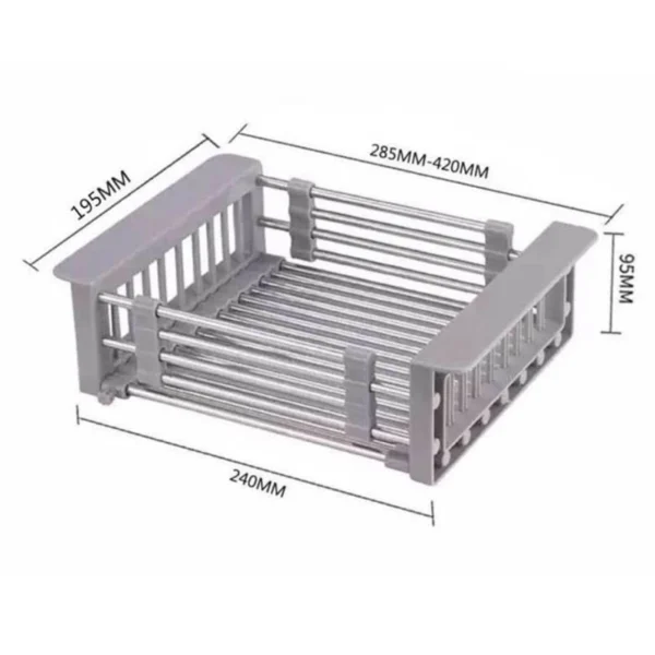 Kitchen Dish Drying Rack,Over Sink Expandable Stainless Steel Dish Rack/Drainer,Adjustable Vegetable Fruit Drain Basket For Sink - Image 4