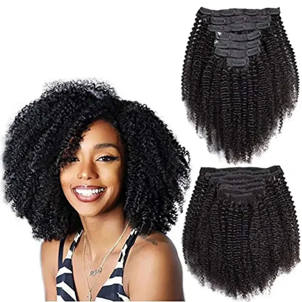 Maxine Clip Ins Hair Kinky Curly Clip In Hair Extensions Human Hair Full Head Afro Kinky Curly Clip Ins Bundles Natural Black