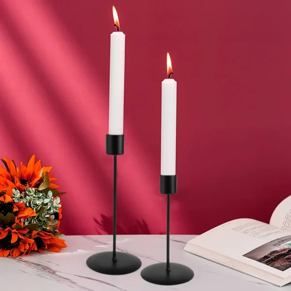 Candle Holder 2Pcs Metal Candlestick Holder for Taper Candle Decorative Black Candle Holder for Home Decor Wedding Dinning Party - Image 6