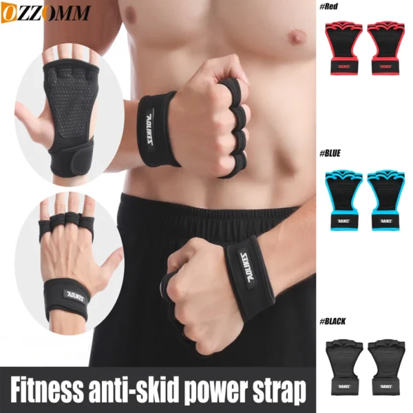 1Pair Weight Lifting Fitness Gloves With Wrist Wraps Silicone Gel Full Palm Protection Gym Workout Glove Power Lifting Equipment