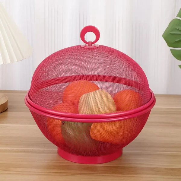 Mesh Fruit Basket with Lid Large Capacity Food Grade Prevent Fly Stainless Steel Kitchen Drain Basket Vegetables Fruit Holder - Image 4