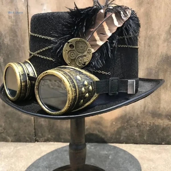 Steampunk Hat Vintage Top Hat Men Women Hat Carnivals Party Costume Accessories - Image 3