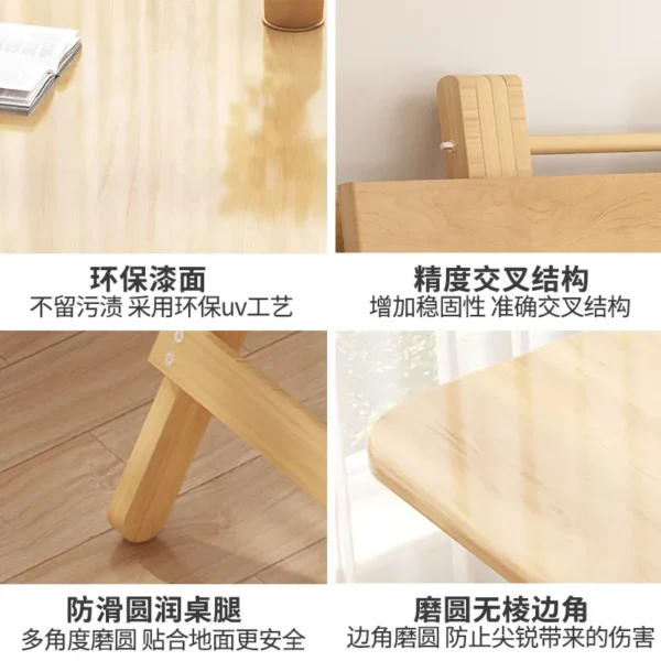 Solid Wood Dining Table Foldable Household Small Apartment Eating Rectangular Foldable Square Table Simple Small Table - Image 3