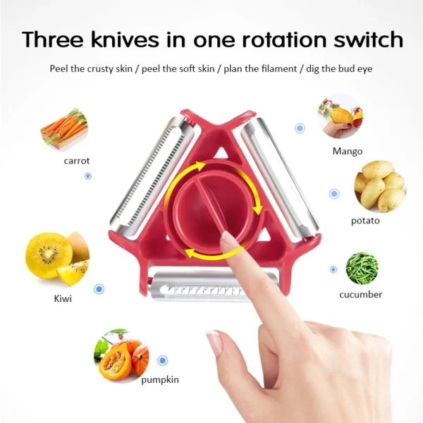 1PC 3 in 1 Magic Trio Peeler Set Slicer Shredder Peeler Julienne Cutter Multi Peel Blade Zesters Grater Kitchen Tool Accessories - Image 3