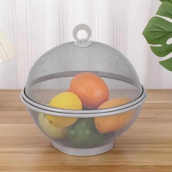 Mesh Fruit Basket With Lid Prevent Fly Stainless Steel Kitchen Drain Basket Vegetables Fruit Holder Creative Bowl Storage Basket - Image 5