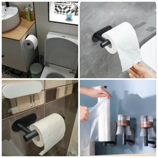 Adhesive Toilet Paper Holder Kitchen Roll Towel Rack Napkin Dispenser Absorbent Stand Tissue Hanger Bathroom Accessories - Image 5