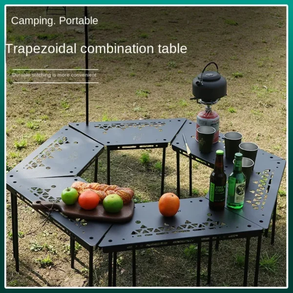 IGT Outdoor Folding Table Camping Table Splicing Iron Plate Trapezoidal Camping Equipment Ultra Light Combination Table - Image 2