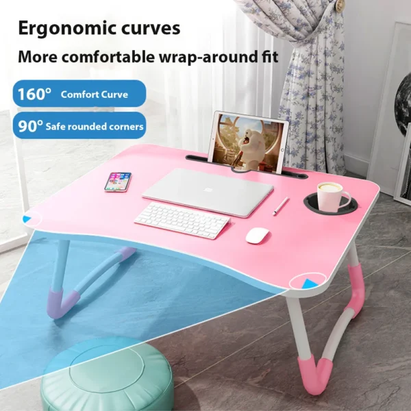 Folding Laptop Desk for Bed Sofa Laptop Bed Tray Table Desk Portable Lap Desk With tablet slot and cup holder Table support - Image 3