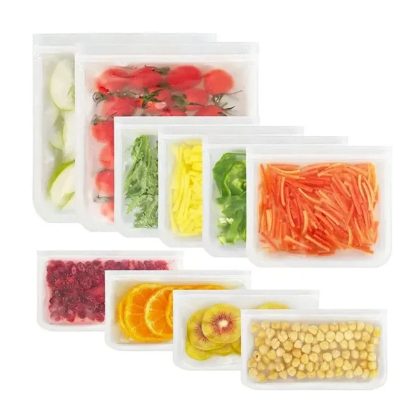 Silicone Food Storage Containers Reusable Food Storage Bags Lunch Bags Stand Up Zip Shut Bag Cup Fresh Food Leakproof Containers - Image 2