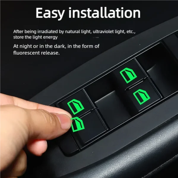 18Pcs/set Car Luminous Door Window Lift Button Stickers Car Windows Control Panel Decals Car Interior Sticker Auto Accessories - Image 2