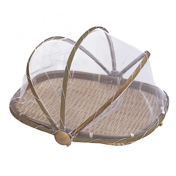 Bamboo Woven Mesh Storage Basket Cover Tent Food Fruit Anti Flies Insect Net - Image 2