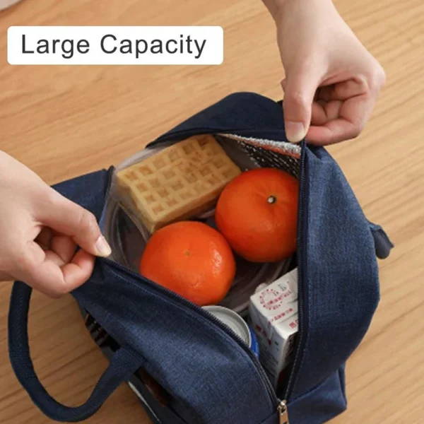 1pc refrigerated lunch bag, portable zipper insulated lunch bag, canvas refrigerator lunch box, travel handbag - Image 3