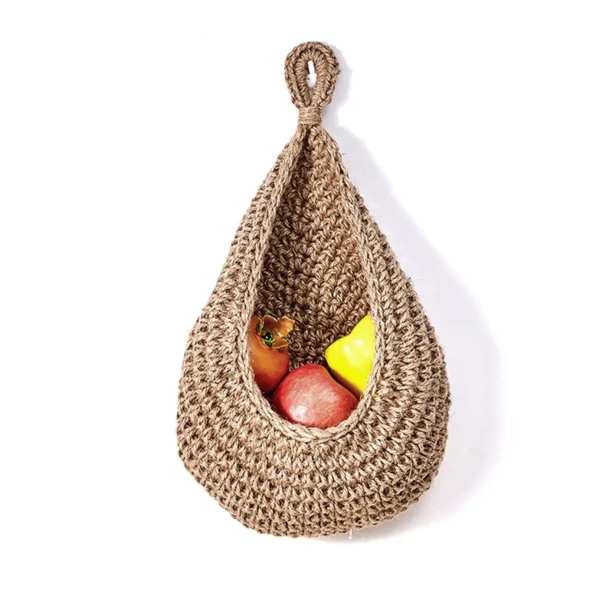 1PC Hand-woven Basket Wall Kitchen Hanging Net Pocket Cotton Rope Water Drop Fruit Vegetable Storage Basket Home Organizer Tools - Image 6