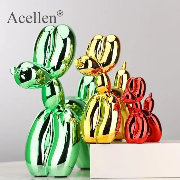 Balloon Dog Home Decor Animals Figurine Resin Cute Shiny Shape Statue Art Sculpture Craftwork with Antiskid Mat Lucky - Image 4