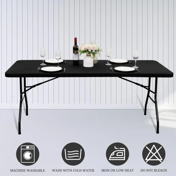 1 Pc 4/6/8ft Spandex Tablecloth Elastic Fitted Stretch Rectangular Tablecloth Washable and Wrinkle Resistant Patio Table Cover - Image 3