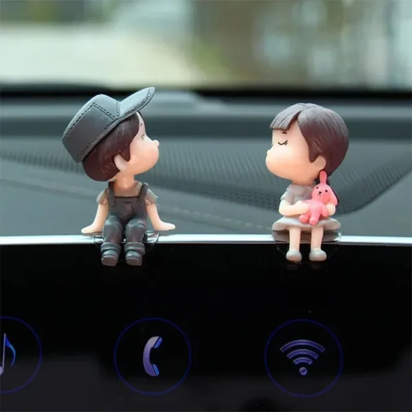 Car Ornaments Cute Cartoon Couples Action Figure Figurines Balloon Ornaments Auto Interior Accessories For Dashboard Girls Gifts - Image 4