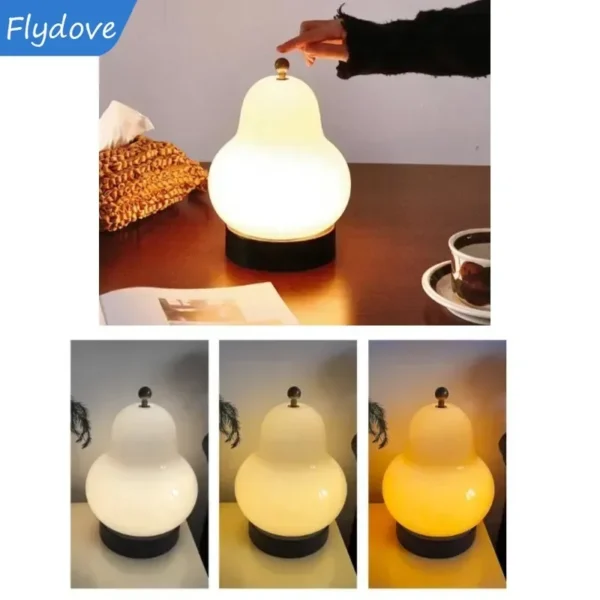 Rechargerble Table Lamps Pear Creative Design Touch Dimming Home Lighting Bedroom Decor Bedside Nightlight LED Study Desk Light - Image 6