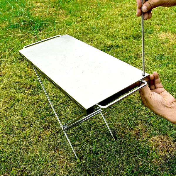 table that can quickly fold and store wood, stainless steel folding camping table - Image 4