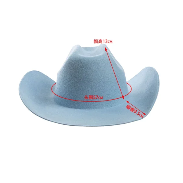 100% Wool Western Cowboy Hat Women Men Autumn Winter Casual Felt Cowgirl Hat Outdoor Sunshade Warm Concave Shape Fedoras Top Hat - Image 4