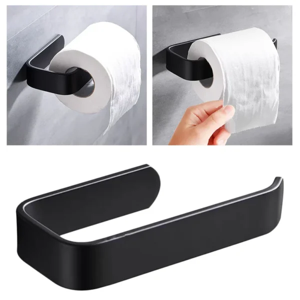 1pc Wall Mounted Toilet Paper Holder No Punching Tissue Towel Roll Bathroom Towel Rack Bathroom Accessories Material Plastic - Image 2