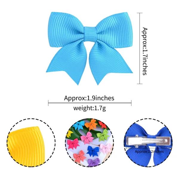 10Pcs/Set 1.9'' Solid Color Ribbon Kids Bows Hair Clips for Baby Girls Handmade Bowknot Hairpin MiNi Barrettes Hair Accessories - Image 4