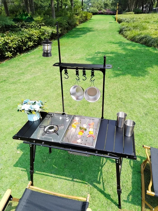 Lohascamping Camping Table IGT Folding multifunctional IGT table Full set roll Brazier table adjustable Desktop burner bbq table