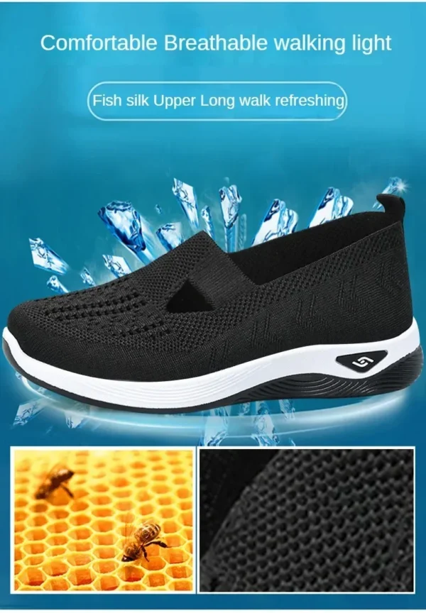 Women's shoes, breathable and comfortable in spring and summer, single shoes for mothers soft soles casual blue mesh shoes - Image 5