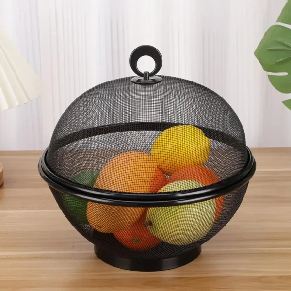 Mesh Fruit Basket with Lid Large Capacity Food Grade Prevent Fly Stainless Steel Kitchen Drain Basket Vegetables Fruit Holder - Image 2