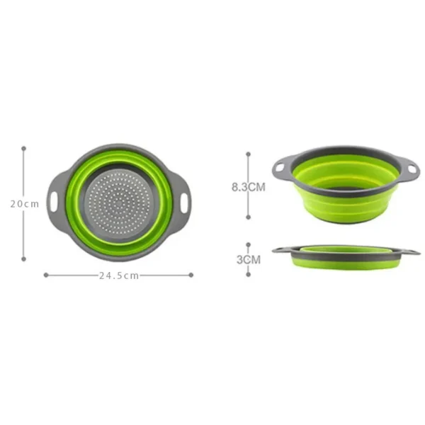 Collapsible Silicone Strainer Fruit Vegetable Washing Basket Strainer Drainer With Handle Kitchen Storage Tools - Image 6