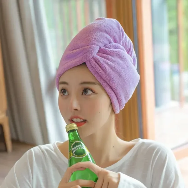 Women Long Hair Quick-Dry Hair Towel Soft Microfiber Towels Shower Cap Towel Bath Hats for Women Dry Hair Cap Lady Turban Head - Image 4